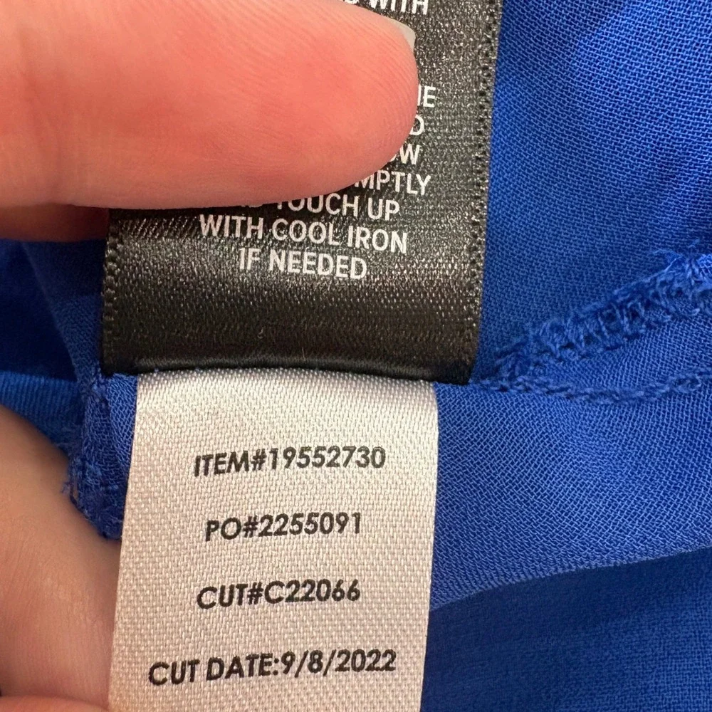 Torrid Tartan Plaid Crinkle Chiffon Smock Neck Ruffle Tiered Blouse Blue Size 4X - Picture 7 of 7